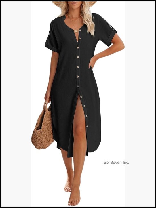 Other - Swimsuit Coverup Button Down Casual Summer Dress with Pockets